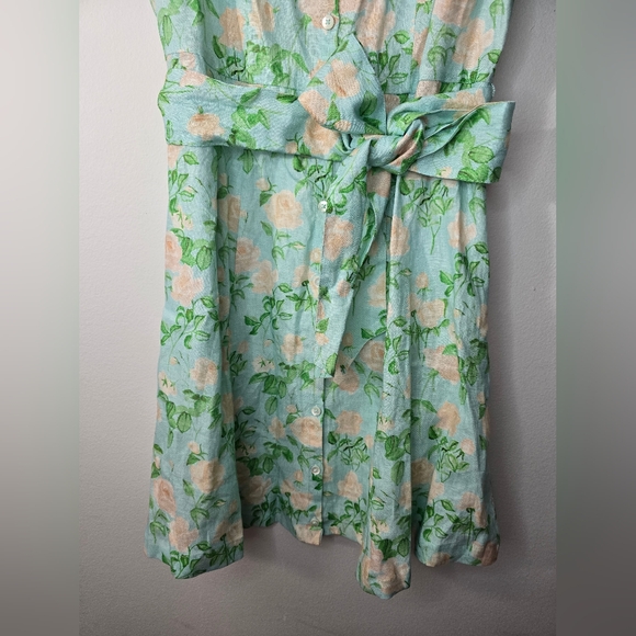 Hill House Blue Roses Linen Laura Floral Dress w Collar Pockets &Button… - Picture 6 of 7